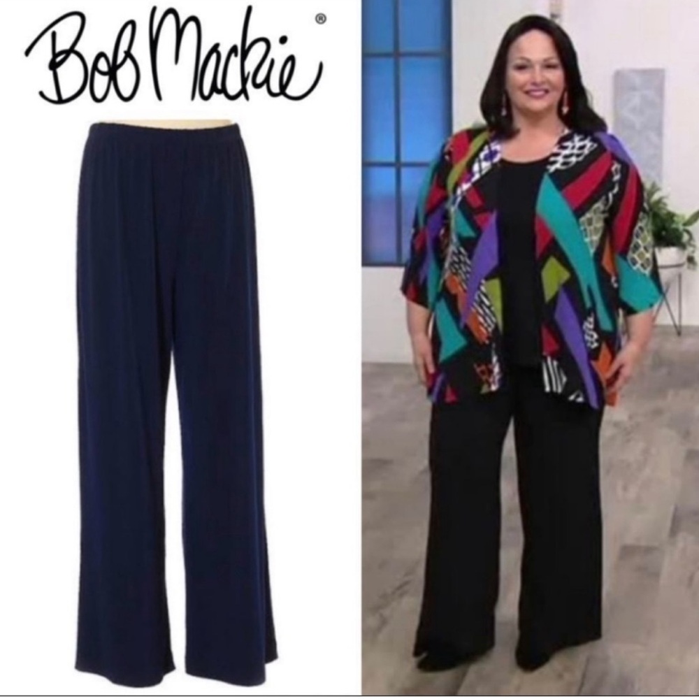 NWT Bob Mackie Wearable Art Flowy Pants Black Size 3XP